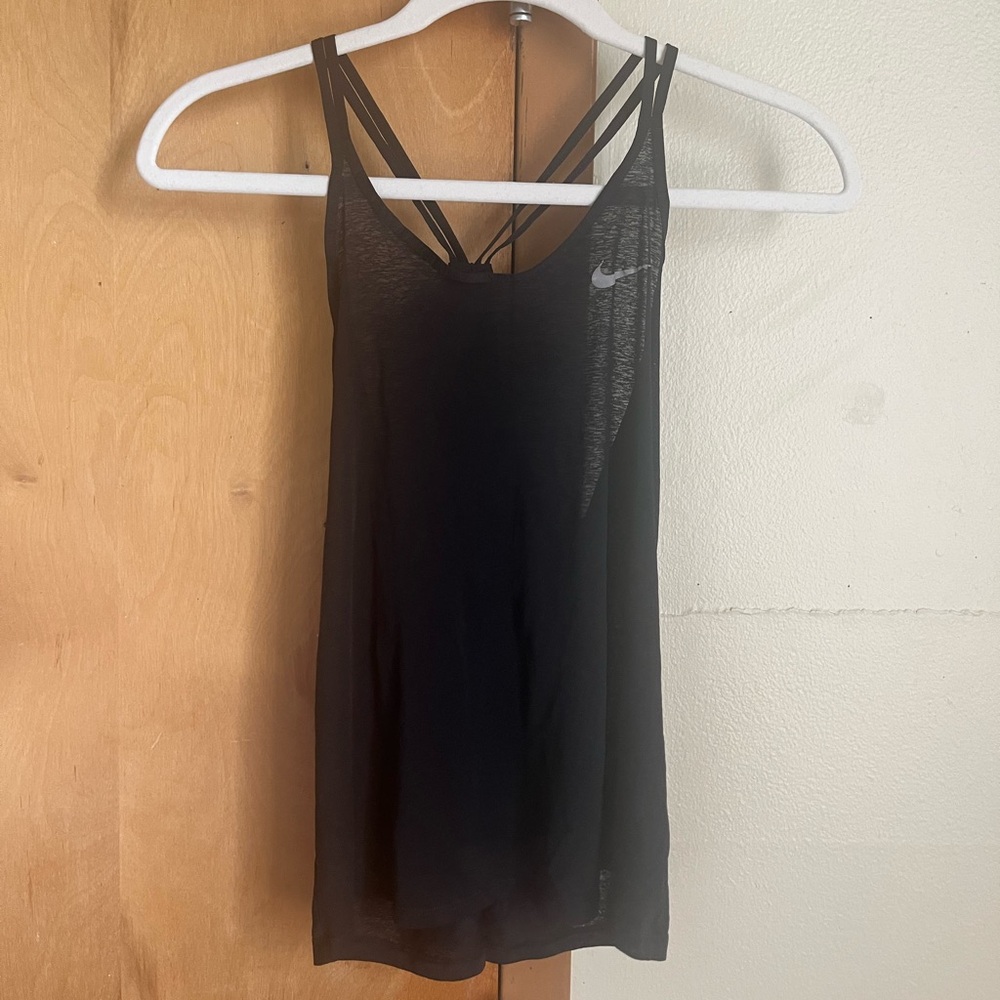 Nike Dri-Fit sleeveless black top two straps mesh small